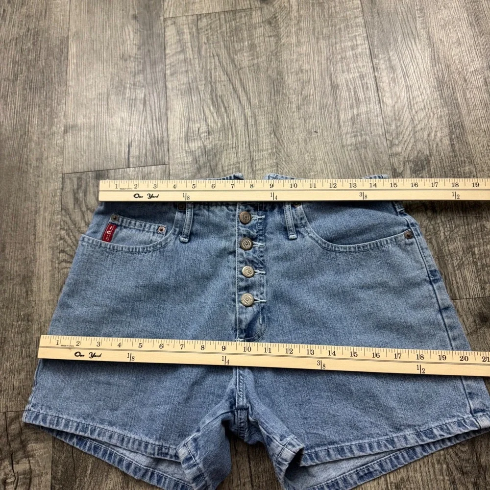 Vintage Y2K Lei L.e.i. Buckle Back Button Fly Denim Shorts Light Wash Juniors 9